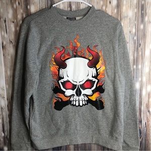 Joe Boxer Sweater Size Large 14/16 Skull Imagen Gray Teens